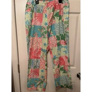 Lilly Pulitzer Patchwork Capri Pants Womens 10 Multicolor Floral Resort EUC